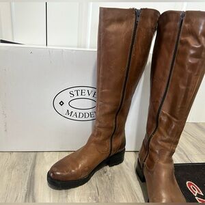 Steve Madden Arianaa Cognac Leather Boots